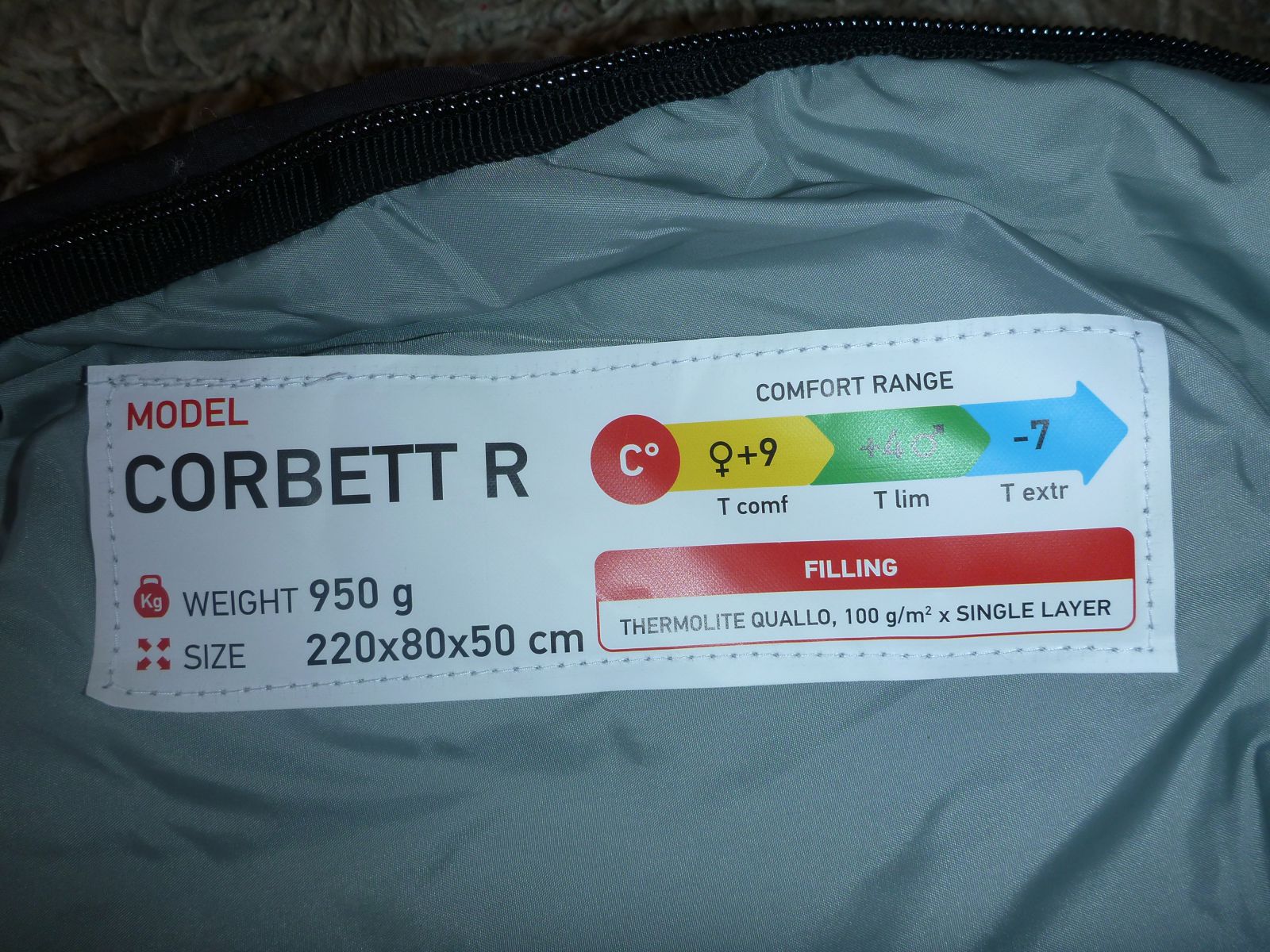 температурный режим спальника Corbett